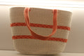 Large coral & white beach bags